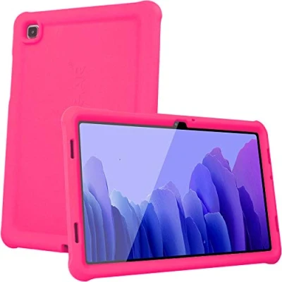 Abbildung von TECHGEAR Bumper Hülle für Samsung Galaxy Tab A7 10.4 2020 (SM T500/T505) [Kinderfreundlich] Tough Schutzhülle Silikon Soft Shell Anti Rutsch Stoßfest + Folie [Rosa]
