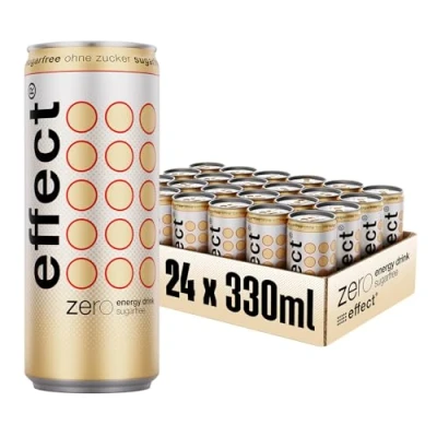 Abbildung von effect Energy Drink ZERO SUGAR Tray mit 24 x 330 ml Dosen Einweg, Koffeinhaltiges Erfrischungsgetränk ohne Zucker B Vitaminen einzigartiger &amp; erfrischender Geschmack, vegan