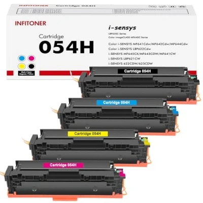Abbildung von INFITONER 4X Toner Cartridge 054H 054 für i SENSYS MF645Cx LBP623Cdw MF643Cdw MF641Cw LBP621Cw MF642Cdw MF644Cdw LBP622Cdw MF640C LBP620C Schwarz Cyan Gelb Magenta