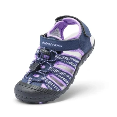 Abbildung von DREAM PAIRS Kinder Jungen und Mädchen Sandalen Outdoor Sportsandalen Strandsandalen Schwarz Klassische Klettverschluss Atmungsaktiv Verschleißfest,Size 28,Lila,171111 K