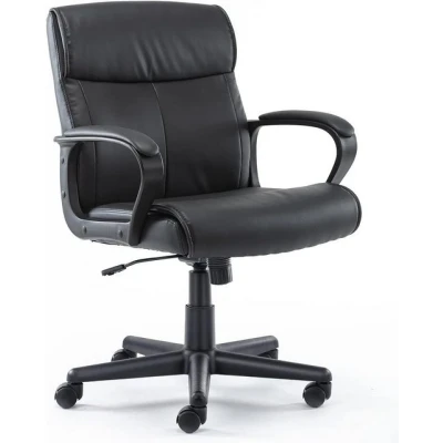 Abbildung von DUMOS Chefsessel Bürostuhl, Pu Leder Office Chair, Drehstuhl mit 360 Drehbaren Rollen, Höhen und Neigungsverstellung, gepolstertes
