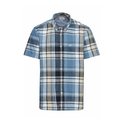 Abbildung von camel active Kurzarm MIT Karomuster Hemd, Herren, Größe: Medium, Elemental blue