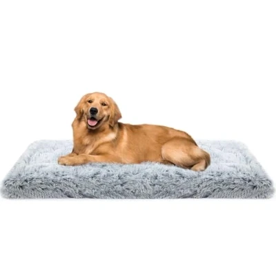 Abbildung von MDDK DY Hundebett, große Hundekissen Waschbare, Flauschige Hundematte, Langer Plüsch, weiche Polsterung, Ombré Grau,120x80x10 cm
