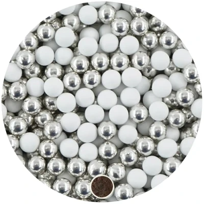 Abbildung von EinsSein 1kg Schokokugeln Mix mini weiss silber metallic 1 cm Gastgeschenke Hochzeit, Taufe, Kommunion, Weihnachten perfekt für Reagenzgläser Alternative Schokolinsen, Hochzeitsmandeln