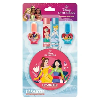 Abbildung von Lip Smacker Princess Beauty Pocket Collection, 4 teiliges Disney Prinzessin Makeup Set für Kinder Inklusive Lippenbalsam und Nagellack, Schminkdose, Geschenke