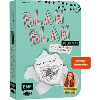 Abbildung von Blah Journal Dein verrücktes Mitmach Buch Mal es fertig! Von YouTuberin Foxy Draws: Sei kreativ mit Schere, Kleber, Pinsel und Stiften