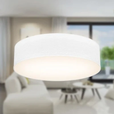 Abbildung von B.K.Licht Deckenleuchte Stoff Deckenlampe Ø38cm 2 fammig E27 Wohnzimmer LED Halogen, ohne Leuchtmittel, weiße Stoffdeckenleuchte mit Textilschirm Schafzimmer Küche BKL1218