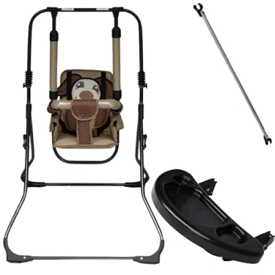 Abbildung von 2in1 Skyline Kinderschaukel Babyschaukel Babywippe Zimmerschaukel Gartenschaukel Indoor Outdoor Baby Schaukel und Hochstuhl in einem Sicherheitsgurt mit Bügel kompakt zusammenklappbar Drinnen Draußen