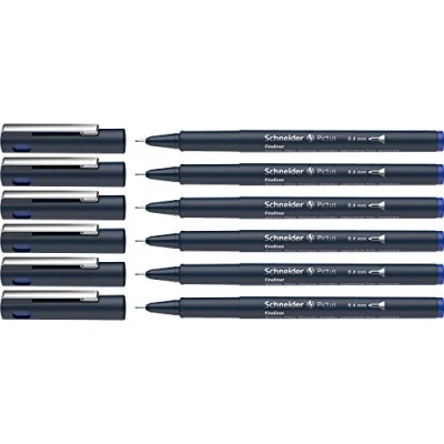 Abbildung von Schneider Pictus Fineliner (Strichstärke 0,4 mm, dokumentenechte Pigmentliner, metallgefasste Spitze, Gehäuse aus 85% recyceltem Kunststoff) 6er Pack, blau
