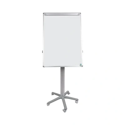 Abbildung von Bi Office Earth mobiles Flipchart, nicht magnethaftende Staffelei, 70 x 100 cm, trocken abwischbare Oberfläche, Aluminiumrahmen, Grau
