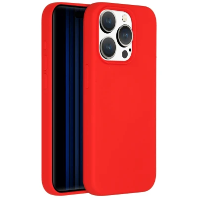 Abbildung von Apple iPhone 15 Pro Hülle MagSafe Silikon Accezz Soft Case/Backcover Handyhülle Rot