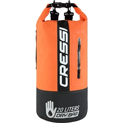Abbildung von Cressi Unisex Erwachsene Dry Bag Premium 20LT Bicolor Wasserdichte Tasche/Rucksack für sportliche Aktivitäten Schwarz/Orange 20 LT