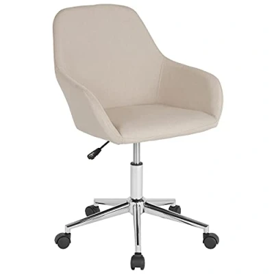 Abbildung von Flash Furniture Cortana Home Bürostuhl, mittelhohe Rückenlehne, Schaumstoff, Metall, Kunststoff, Beiger Stoff, 1 Stück