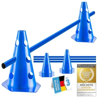Abbildung von all Pets United® Steckhürden Set für Hunde; Agility Trainingszubehör Hunde &amp; Pferde; Hürdenset mit Stange Hütchen Tier Fußballtraining; Wetterfest Stabil (3 Sets)
