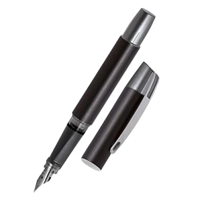 Abbildung von Online Campus Colour Line Tinten Füller für Rechtshänder ergonomisches Griffstück Standard Tintenpatronen mit hochwertiger Feder Linkshänderfeder, Farbe schwarz