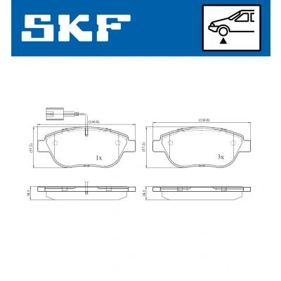Abbildung von SKF VKBP 80217 E Bremsbelagsatz inkl. Verschleißwarnkontakt FIAT: Croma Kastenwagen, Fiorino MPV