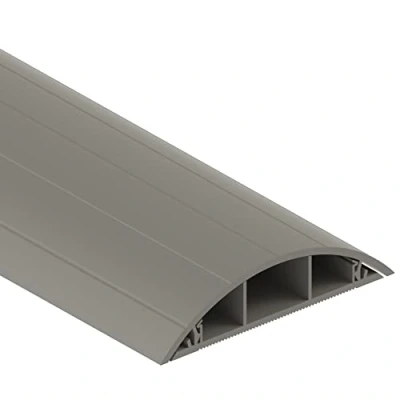 Abbildung von Habengut CC10020 Fußboden Kabelführung aus PVC Grau, halbrunde Kabelbrücke für bis zu 3,Kabel / Breite 7,5 cm, Länge 1 m