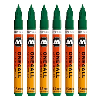 Abbildung von Molotow One4All 127HS CO Acryl Marker (1,5 mm Strichstärke, hochdeckend und permanent, UV beständig, für fast alle Untergründe) 6 Stück Farbe 096 MISTER GREEN
