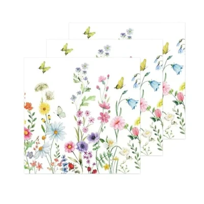 Abbildung von 40Stück Blumen Schmetterlinge Servietten, Frühling Tischdeko Servietten 33x33cm,für Sommerpartys