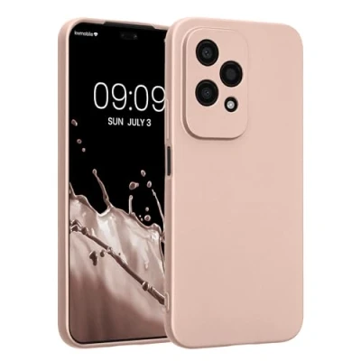 Abbildung von kwmobile Handyhülle kompatibel mit Honor 200 Lite Hülle weiche Silikon Case metallisch schimmernd in Metallic Rosegold