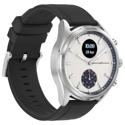 Abbildung von Pininfarina Sintesi Sport Hybrid Smartwatch Analoguhr mit FKM Armband, Digitalanzeige, Kompass, GPS Tracking und Fitness Tracker für Herzfrequenz, Schritte, Kalorien Schlaf Noir Eclipse
