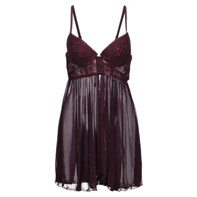 Abbildung von Lascana SEXY Pushup NEGLIGÉ Nachthemd, Damen, Größe: 85B, Aubergine