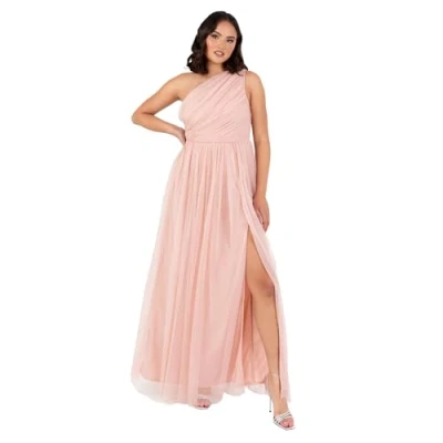 Abbildung von Anaya with Love Damen Womens Ladies Maxi One Cold Shoulder Dress Slit Split Sleeveless Prom Wedding Guest Bridesmaid Ball Evening Gown Kleid, Peach Blush, 36