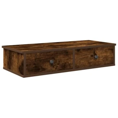 Abbildung von vidaXL Wandregal mit Schubladen Räuchereiche 80x31x17 cm Holzwerkstoff