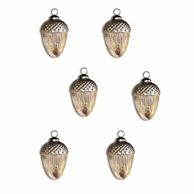 Abbildung von Loberon Weihnachtsschmuck 6er Set Gland, Traditionelle Zapfenform, Bauernsilber Art, Mundgeblasen, Christbaumschmuck, Weihnachtsdeko, Weihnachten, Glas, Eisen, antiksilber