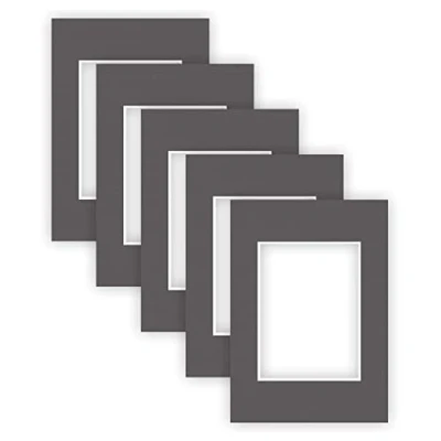 Abbildung von nielsen Conservation Passepartout Karton 1,5 mm 5er Set Außenformat 21x29,7 cm (DIN A4) für Bildformat 13x18 Graphitgrau (dunkelgrau) strukturierte Oberfläche