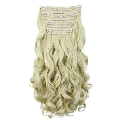 Abbildung von CAISHA XXL 45cm 4 Teile Set CLIP IN EXTENSIONS Haarverlängerung Haarteil Voluminös Gewellt Platinblond CES311 1