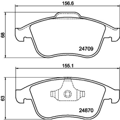 Abbildung von HELLA 8DB 355 014 801 Bremsbelagsatz nicht für Verschleißwarnanzeiger vorbereitet RENAULT: LAGUNA 3 Grandtour, Talisman