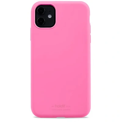 Abbildung von holdit Silikonhülle iPhone 11/Xr (6,1) 0,8mm Ultra dünn Handyhülle Silikon Trendy Slim Silicone case mit Voller Schutz (erhöhte Kante für Kameraschutz) Bright Pink