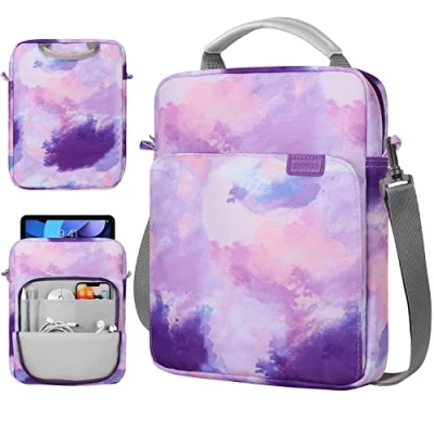 Abbildung von TiMOVO 9 11&quot; Tablet Sleeve Tasche für iPad Air 11 2024/iPad Pro 10 10.9 2022, 2022 2018, 5/4 10.9,iPad 10.2, Galaxy Tab S9 2023, A8 10.5/Tab S8 11&quot;, Aquarell Lila