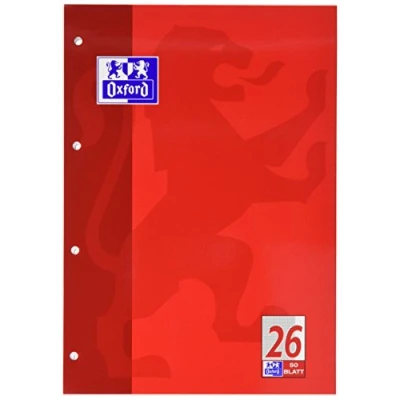 Abbildung von Oxford 100050351 Schulblock Linien 26 A4, 50 Blatt, 90 g/qm, 4 fach Lochung