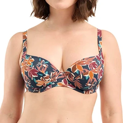 Abbildung von Sans Complexe Damen Staytation Badeanzug Top mit Bügel, Floral Print Blue, 75C