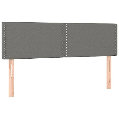 Abbildung von vidaXL Kopfteil 2 STK., Bettkopfteil mit Holzbeinen, Höhenverstellbar Polsterkopfteil für Bett, Betthaupt Bettzubehör Schlafzimmer, Dunkelgrau 72x5x78/88cm Stoff