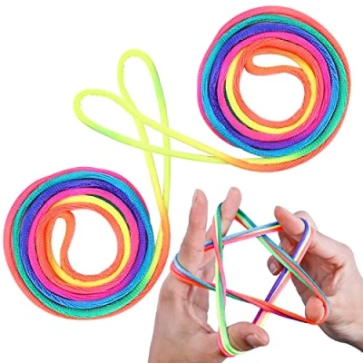 Abbildung von 2 Pcs Fingertwist,Fadenspiel,Fingerspiele Kinder,Fingertwist Kinder Mit Anleitung,Flexibles Fadenspiele Für Kinder,Rainbow Rope,Ideal Als Kleines Geschenk, Mitgebsel Und Den Schulhof,Länge 160cm