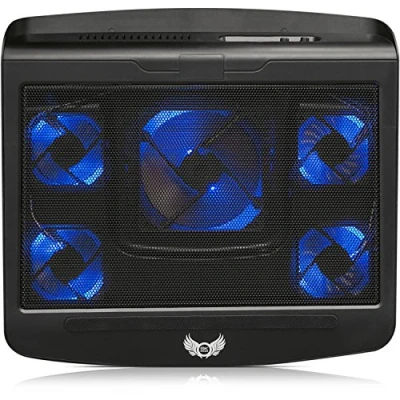 Abbildung von SKGAMES Notebook Laptop Kühler Gamer Kühlpad Ständer Kühlmatte Cooler Cooling Pad Unterlage für 10 17 Zoll, 5 x LED Lüfter, 2 AN/AUS Schalter, USB Port, Schwarz