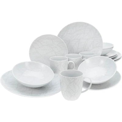 Abbildung von CreaTable Kombiservice &quot;Geschirr Set Home Blätter&quot;, (Set, 16 tlg., Kaffeeservice und Tafelservice im Set, für 4 Personen), Service, weiß, Used Vintage Look, zeitlos, Teile Personen