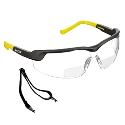 Abbildung von voltX GT ADJUSTABLE Bifokale Lesen Schutzbrille (KLAR +1.0 Dioptrie), Anti Beschlag Beschichtung, anpassbarer Bügel, Kratzfest, UV400 Schutz.