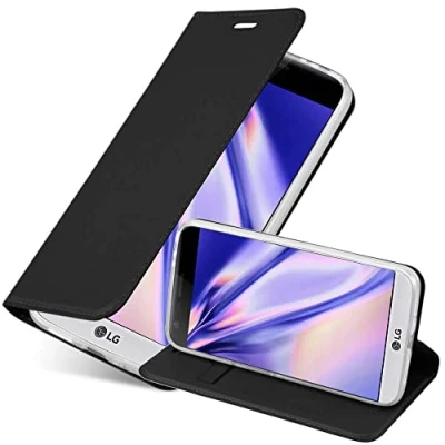 Abbildung von Cadorabo Hülle kompatibel mit LG G5 aus Premium Kunst Leder Flip Klappbare Stoßfeste Magnetische [Standfunktion] [Kartenfächern] Cover für Tasche in Schwarz