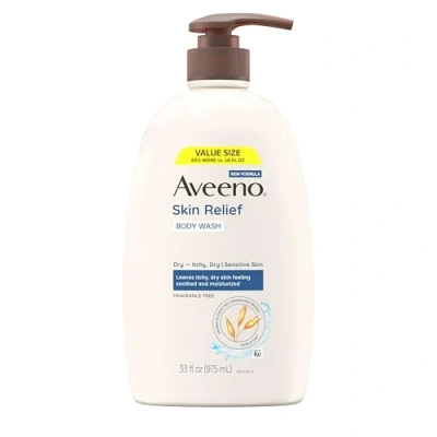 Abbildung von Aveeno Haut Relief Fragrance Free Body Wash mit Hafer zu Beruhigen trockene juckende Haut, zart, Soap &amp; Dye für empfindliche 33 fl. oz