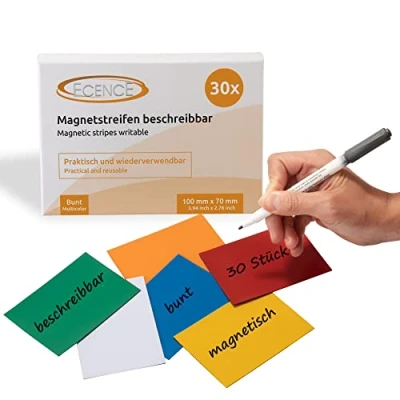 Abbildung von ECENCE Magnet 30 Magnetstreifen beschreibbar Etiketten Magnete (30 St)