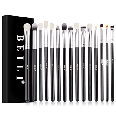 Abbildung von BEILI 15pcs Lidschatten Pinselset Augen Make up Pinsel Augenpinsel Set Concealer Contouring Blending Brush für Lidschatten,Augenbraue, Eyeliner, Schwarz