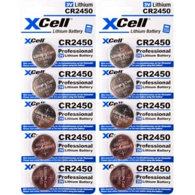 Abbildung von 10er Set CR2450 Lithium Knopfzelle 3V / 620mAh (2x5er Pack) Hochleistungs Batterie für professionelle Anwendungen