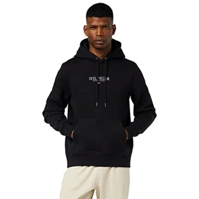 Abbildung von Tommy Hilfiger Herren Kapuzenpullover Logo Hoodie aus Bio Baumwoll Mix, Schwarz (Schwarz), S [Amazon Exclusive]