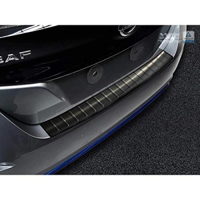 Abbildung von Schwarz Edelstahl Heckstoßstangenschutz kompatibel mit Nissan Leaf II 2017 2021 &amp; FL &#039;Ribs&#039;