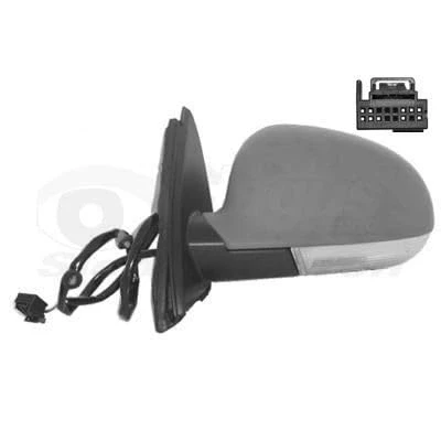 Abbildung von Außenspiegel Van Wezel 5886807 links grundiert Komplettspiegel, asphärisch, für elektr.Spiegelverstellung, beheizbar VOLKSWAGEN: Golf 5 Variant