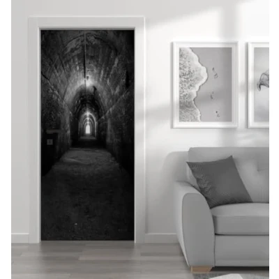 Abbildung von MyMaxxi Tür bekleben mit Türtapete Selbstklebend 90x200 Bunker Tunnel verschönern Türfolie Türaufkleber XXL Türbilder Türposter Türklebefolie Dunkel Endzeit